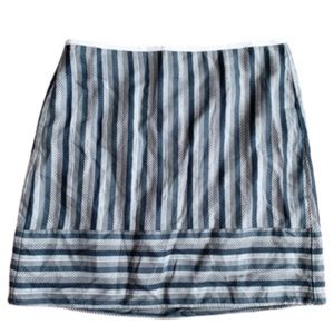 Loft Outlet Blue & Grey A Line Striped Skirt Sz 8